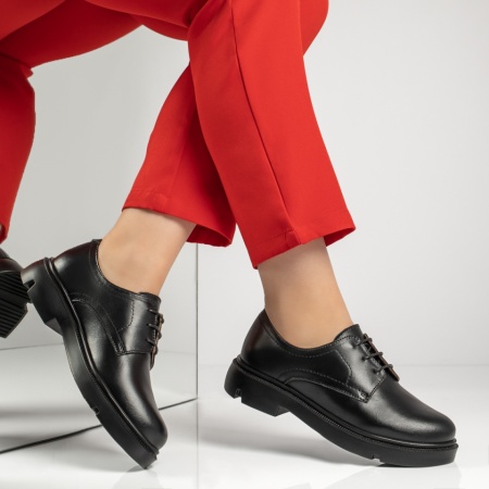 Pantofi casual dama cu siret negri din Piele naturala MOD13415, 4, modlet.ro