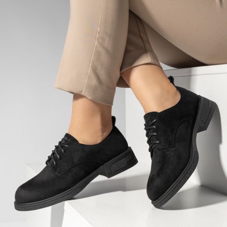 Pantofi casual dama cu siret negru suede IRIS15, 2, modlet.ro