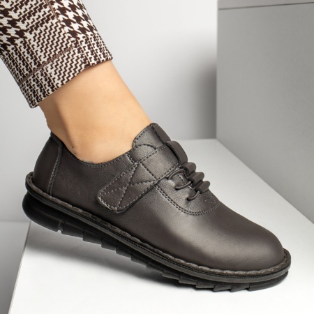 Pantofi dama, Pantofi casual dama cu siret si scai gri MOD13227, modlet.ro