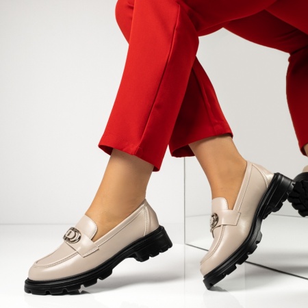 Pantofi casual dama cu talpa groasa bej MOD13370