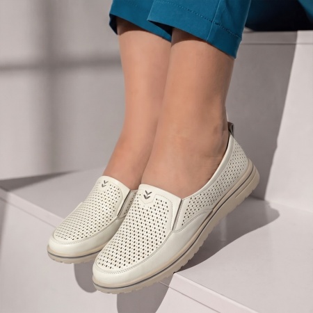 Pantofi casual dama cu talpa joasa alb cu gri EVA4, 2, modlet.ro