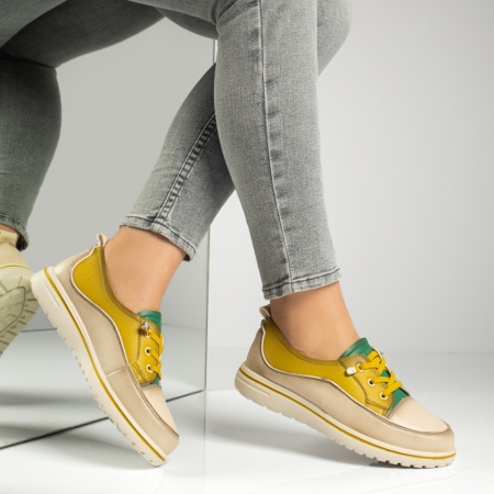 Pantofi casual dama cu talpa joasa galbeni MOD13162, 3, modlet.ro