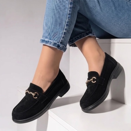 Pantofi casual dama cu talpa joasa negru suede LILI23, 2, modlet.ro