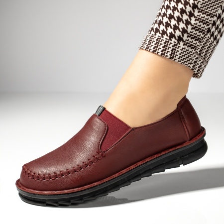 Pantofi dama, Pantofi casual dama cu talpa joasa rosu inchis MOD13231, modlet.ro
