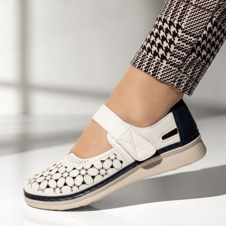 Pantofi casual dama cu talpa joasa si inchidere cu scai alb cu albastru MOD11137, 2, modlet.ro