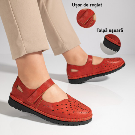Pantofi casual dama cu talpa joasa si perforatii visinii ANA57, 3, modlet.ro