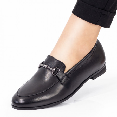 REDUCERI INCALTAMINTE, Pantofi casual dama negri cu accesoriu metalic ZEF04121 - zeforia.ro