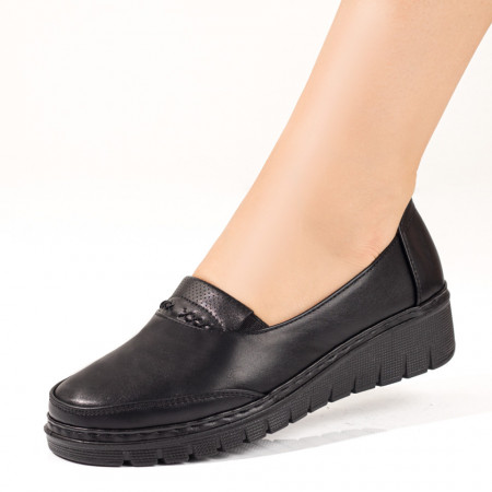 Pantofi casual dama, Pantofi casual dama negri cu insertie de material elastic ZEF05905, zeforia.ro