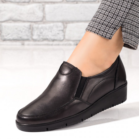Pantofi casual cu platforma, Pantofi casual dama negri cu platforma din Piele naturala MOD01887, modlet.ro