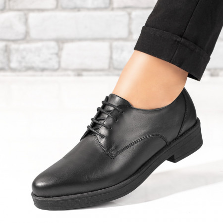 Pantofi casual dama, Pantofi casual dama negri cu siret din Piele naturala MOD10248, modlet.ro