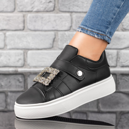 Pantofi casual dama negri cu talpa groasa si scai MOD08086, 2, modlet.ro