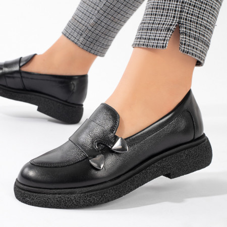 Pantofi casual dama, Pantofi casual dama negri din Piele naturala MOD11232, modlet.ro