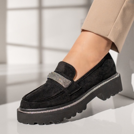 Pantofi casual dama, Pantofi casual dama negri suede MOD11874, modlet.ro