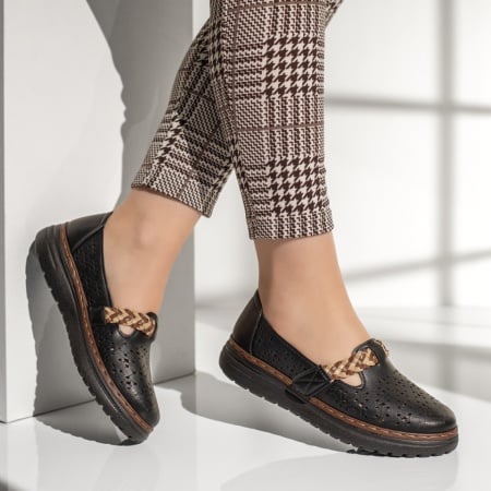 Pantofi casual dama perforati cu scai negri ZEF13263, 4, zeforia.ro