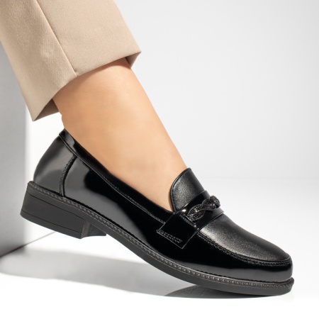 Pantofi casual dama pietre aplicate negri MOD09992, 4, modlet.ro