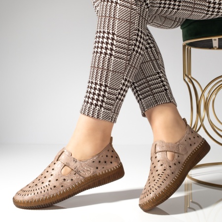 Balerini si Mocasini Dama, Pantofi casual dama roz cu scai MOD13268, modlet.ro