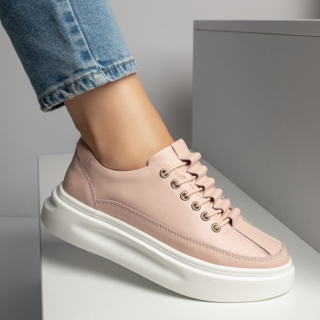 REDUCERI INCALTAMINTE, Pantofi casual dama roz din Piele naturala MOD11702, modlet.ro