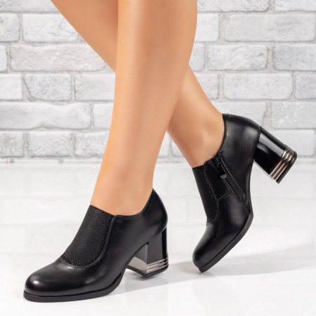 Pantofi cu toc dama si fermoar negri MOD10598, 3, modlet.ro