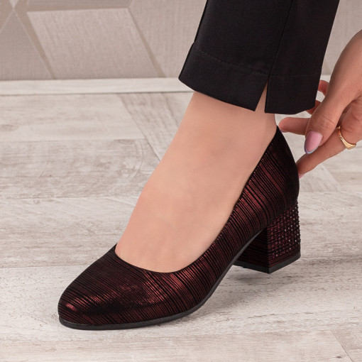 Pantofi cu toc dama visinii MOD04098