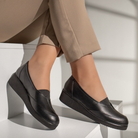 Pantofi dama casual cu platforma negri din Piele naturala MOD03550, 3, modlet.ro