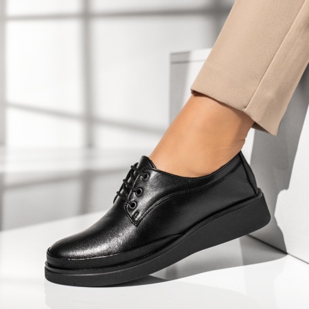 Pantofi dama casual negri cu siret din Piele naturala MOD14049, 2, modlet.ro