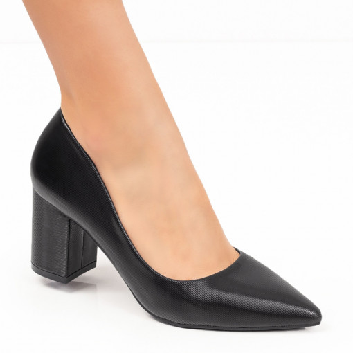 Pantofi dama negri cu toc gros MOD06134