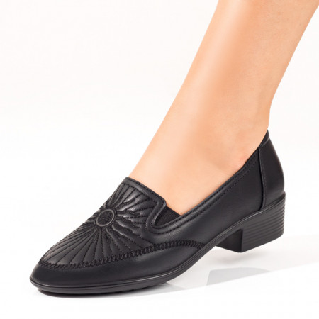 Sandale cu toc, Pantofi dama negri cu toc mic MDL10328 - modlet.ro