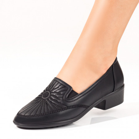 Sandale cu toc, Pantofi dama negri cu toc mic ZEF10328 - zeforia.ro