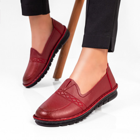 Pantofi dama rosii casual cu insertii de material elastic MDL02954