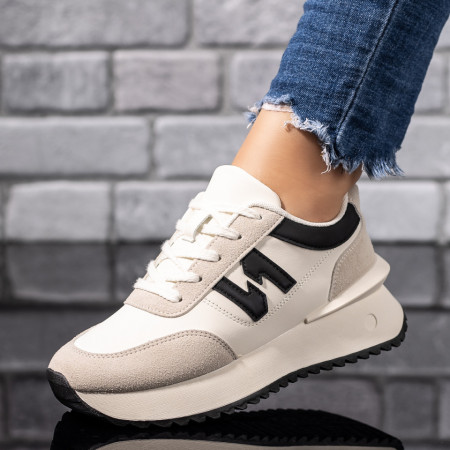 Adidasi dama, Pantofi dama sport bej cu negru MOD09693, modlet.ro