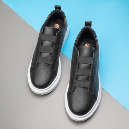 Pantofi sport barbati cu barete elastice negri cu alb ZEF11651