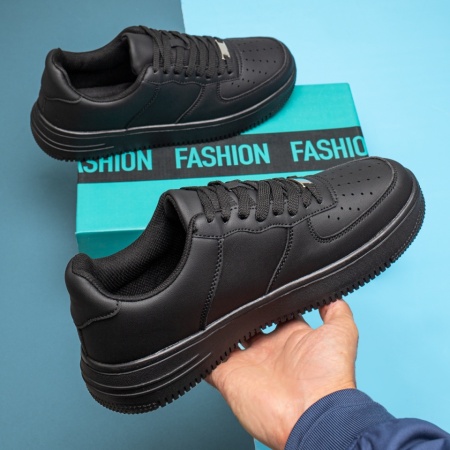 Pantofi sport barbati cu siret si talpa groasa negri MOD13044, 4, modlet.ro