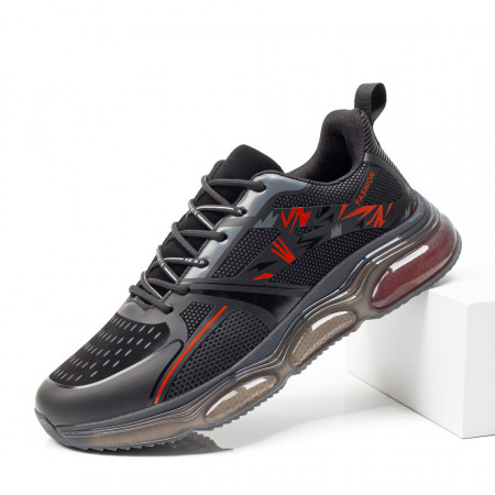 1+JUMATATE Barbati, Pantofi sport barbati negri cu rosu MDL09774 - modlet.ro