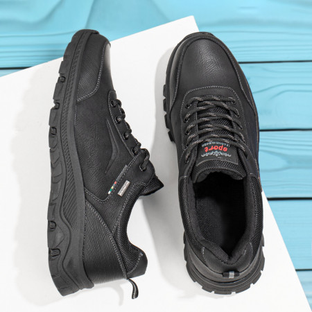 Adidasi barbati, Pantofi sport barbati negri cu siret MOD11230, modlet.ro