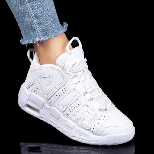 Plateste Jumatate!, Pantofi sport dama albi cu talpa groasa MOD07781, modlet.ro