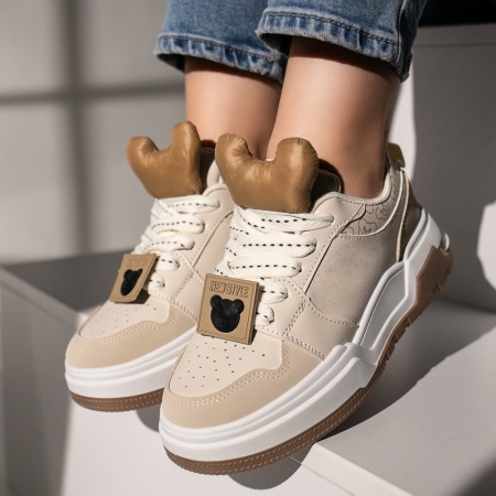 Pantofi sport dama bej cu accesoriu MOD11869, 2, modlet.ro