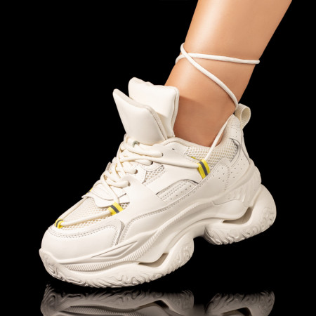 REDUCERI INCALTAMINTE, Pantofi sport dama bej cu talpa groasa MOD10075, modlet.ro