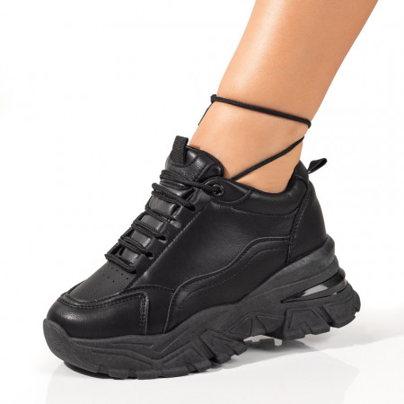 Plateste Jumatate!, Pantofi sport dama cu platforma interioara negri MOD09909, modlet.ro