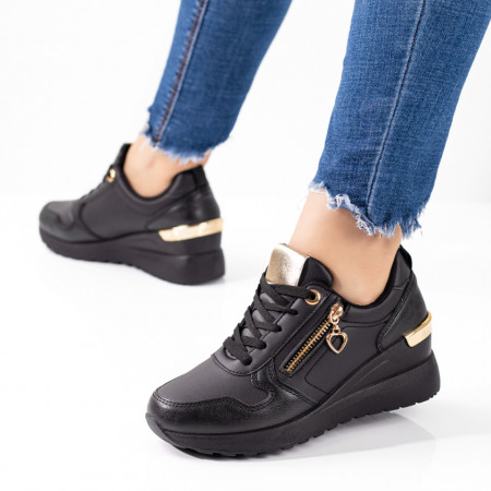 Pantofi sport dama cu platforma negri MOD09601, 3, modlet.ro