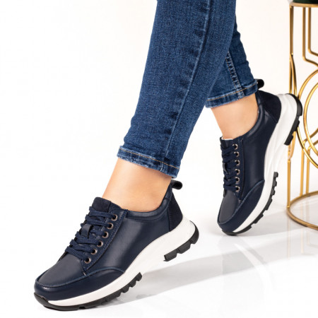 Pantofi sport dama cu siret albastri din Piele naturala MOD09892, 3, modlet.ro