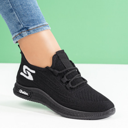 Pantofi sport dama cu siret negri cu alb MOD08071, 3, modlet.ro