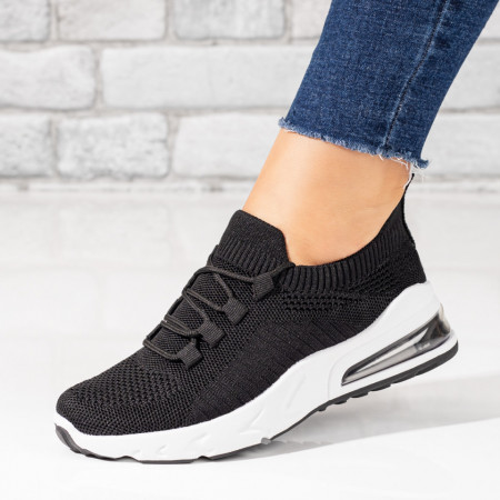 Adidasi dama, Pantofi sport dama cu siret negri MOD03374, modlet.ro