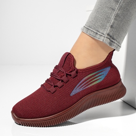 Adidasi dama, Pantofi sport dama cu siret visinii MOD13186, modlet.ro