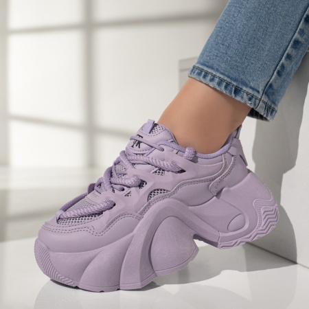 Adidasi dama, Pantofi sport dama cu talpa groasa mov MOD12978, modlet.ro