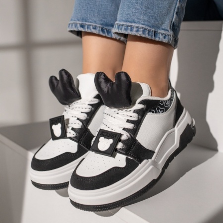 REDUCERI INCALTAMINTE, Pantofi sport dama negri cu alb MOD11869, modlet.ro