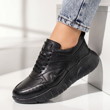 Pantofi sport negri dama Piele naturala MOD06409, 3, modlet.ro
