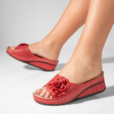 Papuci casual cu platforma dama rosii ZEF11339