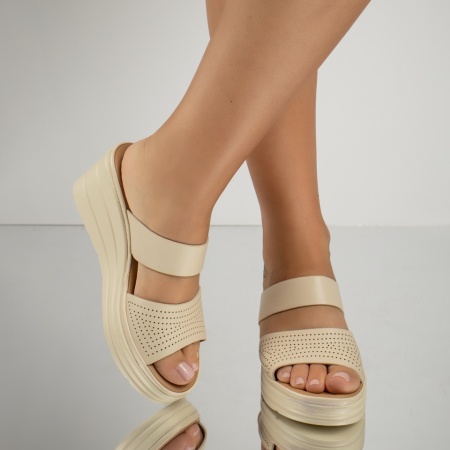 Papuci casual dama cu platforma bej MOD13841, 4, modlet.ro