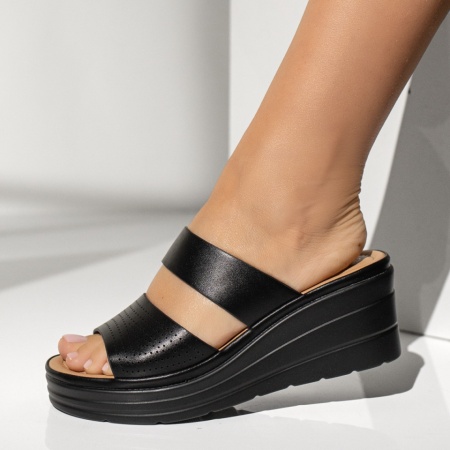 Papuci casual dama cu platforma negri IRIS14, 4, modlet.ro