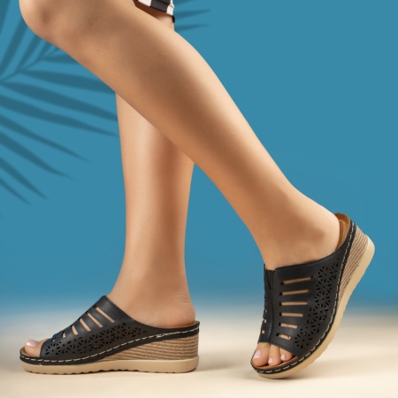 Papuci casual dama cu platforma negri LIA11, 2, modlet.ro
